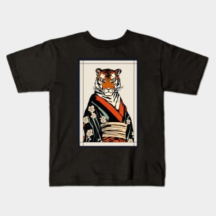 Royal tiger Japanese with kimono vintage Kids T-Shirt